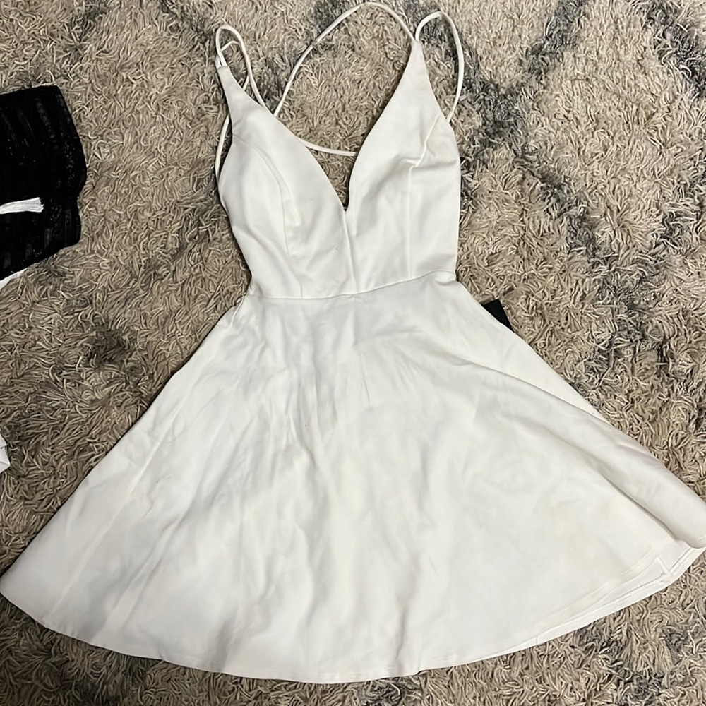 White lulus cross back skater dress